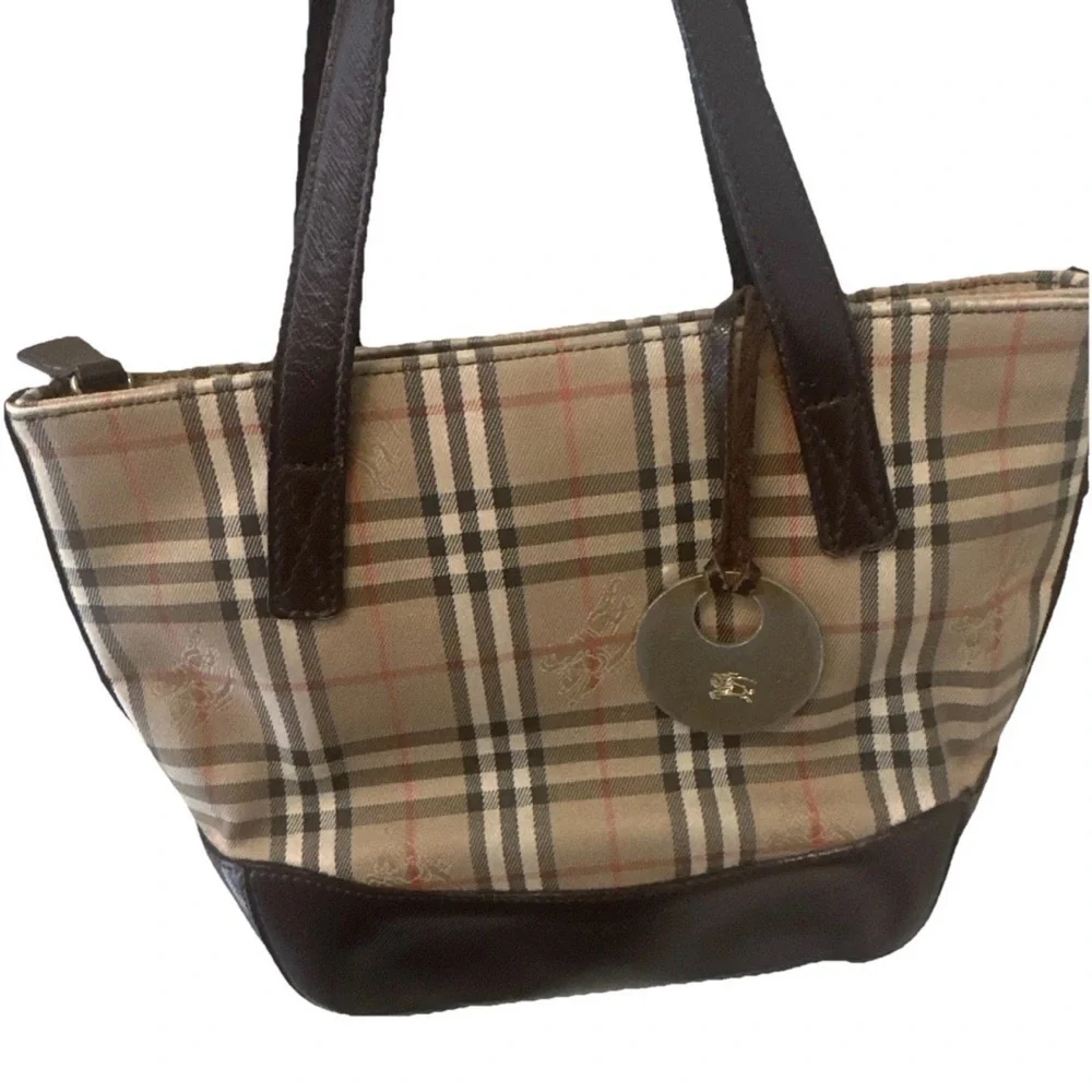 Vintage Burberry Nova Check Mini Tote Bag Beige Brown Y2K - Picture 14 of 15